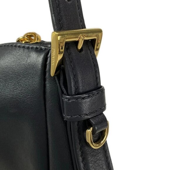 Auth PRADA Emme Large 1BC228 Black soft grain leather Shoulder Bag - Picture 11 of 15